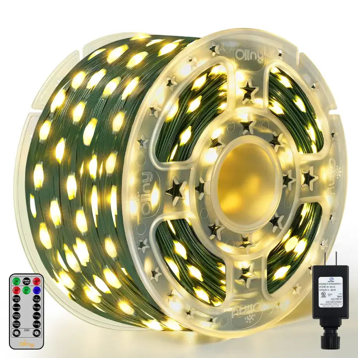 Christmas Santa Workshop Ollny 1000 LED 330ft Warm White IP67 Waterproof Christmas String Lights (Green Wire, Plug in, 8 Modes)