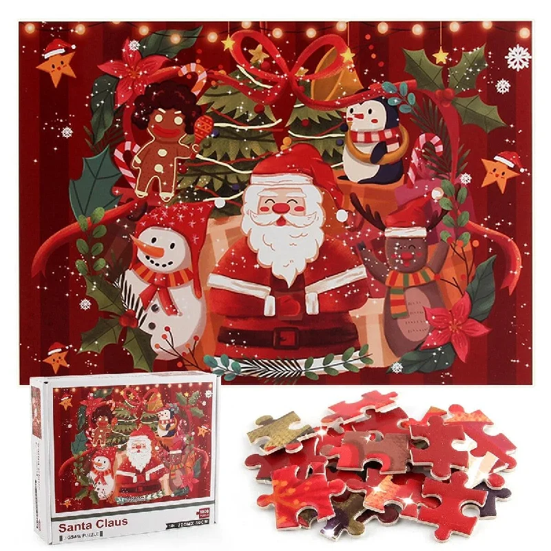 Christmas Holiday Baking Christmas Santa And Snowman Puzzle Set