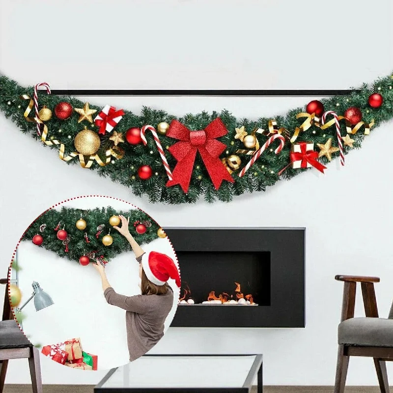 Christmas Tree Snowflakes Green Rattan Christmas Garland With Light