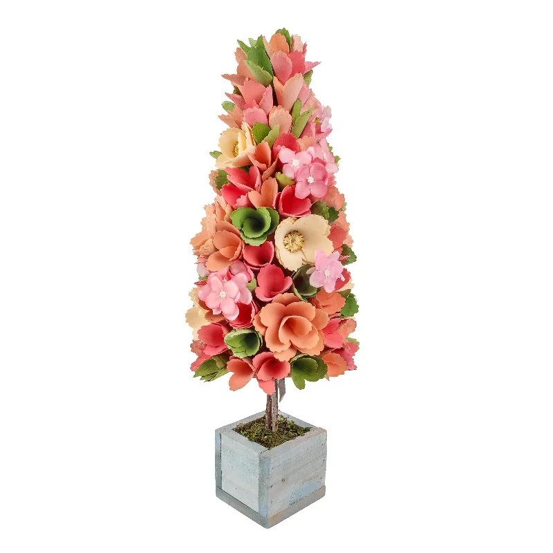 Christmas Winter Festival 19in Pastel Colors Spring Floral Cone Tree