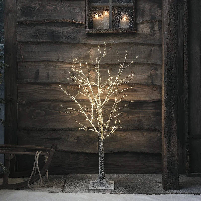 Christmas Fireplace Ambience 1m Pre Lit Snowy Winter Micro Light Tree