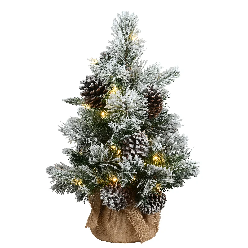 Christmas Winter Wonderland Decor 2 ft. Pre-Lit Snowy Redmond Pine Tree with LED Lights