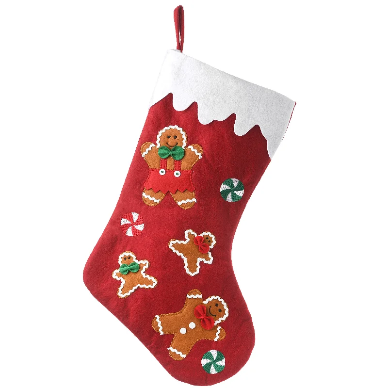 Christmas Glittery Decor 20 in. Be Merry Collection Gingerbread Stocking