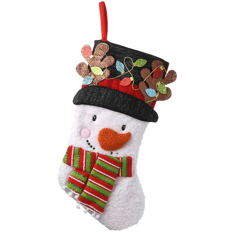 Christmas Festive Wrapping 20 in. Be Merry Collection Novelty Snowman Stocking