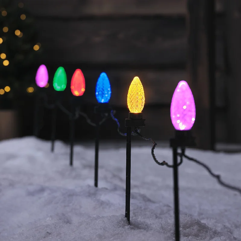 Christmas Chilly Snowfall 20 LED Multi Coloured Connectable Lights with Ground Stake