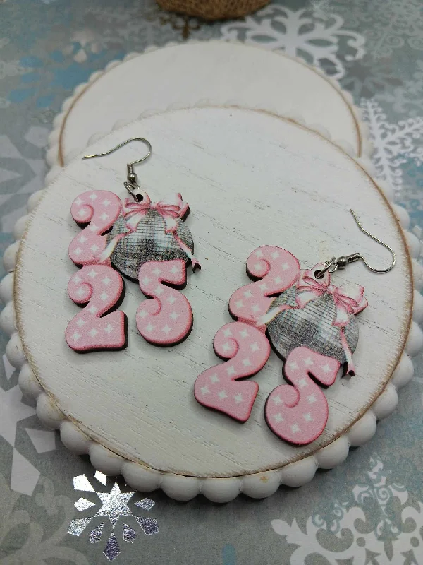 Christmas Cozy Comfort 2025 Pink & Silver Earrings