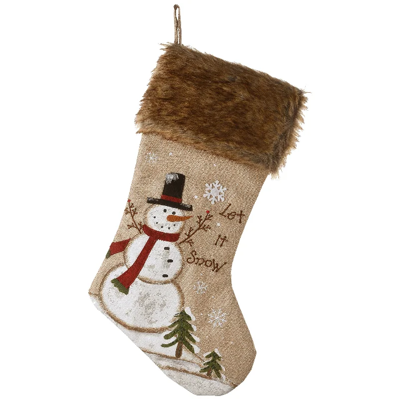 Christmas Homemade Crafts 21 in. Alpine Collection Black Hat Snowman Stocking