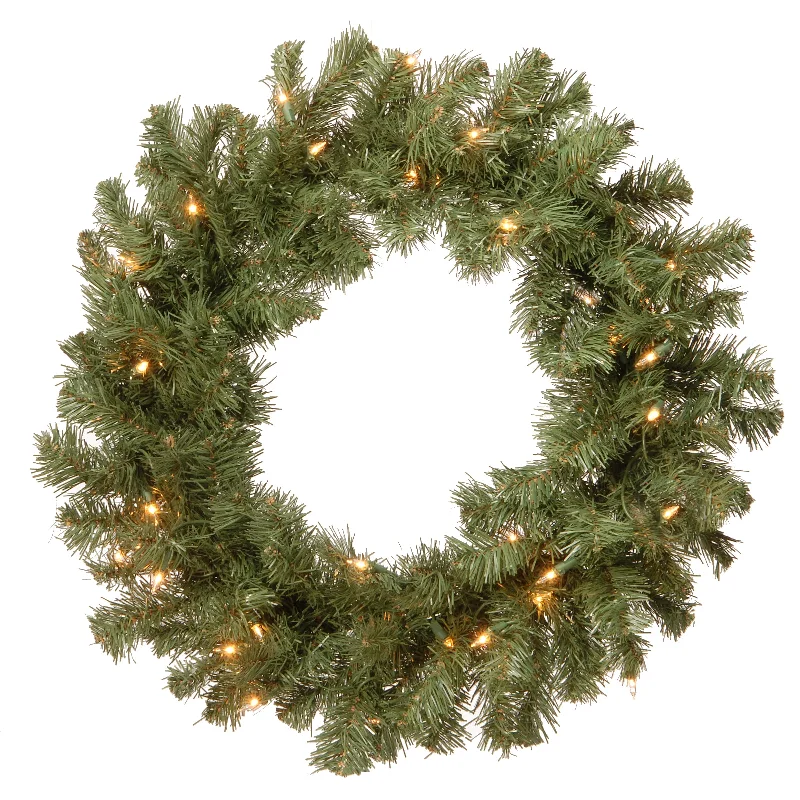 24 in. Pre-Lit Promotional Fir Wreath with Clear Lights