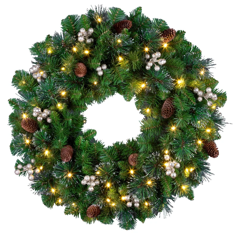 24 in. Crestwood Gold Spruce Wreath with Clear Lights