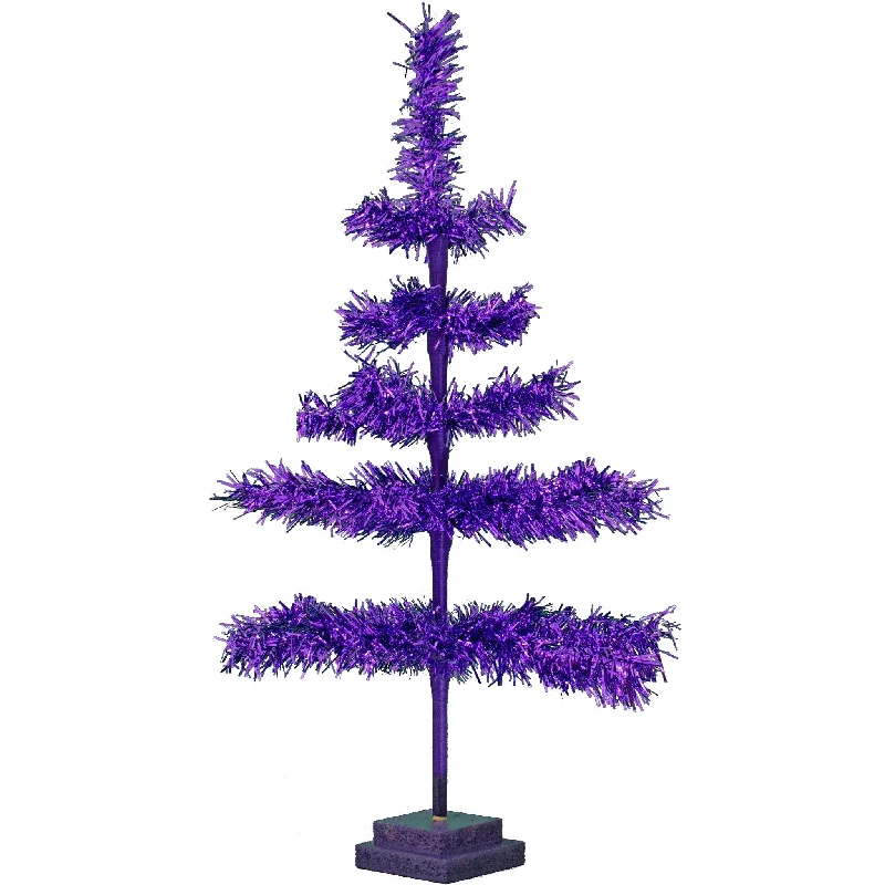 Christmas Special Dinner 28in Vintage Purple Tinsel Christmas Tree