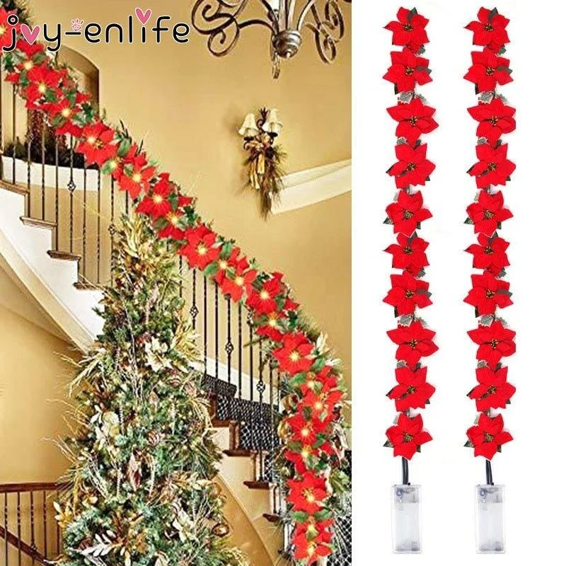 Christmas Carol Singing Christmas Poinsettia String Lights"