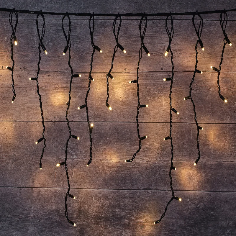 Christmas Cozy Blankets Plus Connect 2m 100 Warm White Connectable Icicle Lights Black Cable