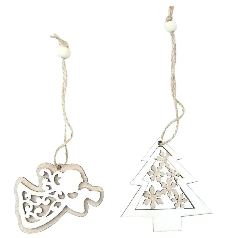 Christmas Chilly Snowfall Natural Wooden Christmas Tree Pendants