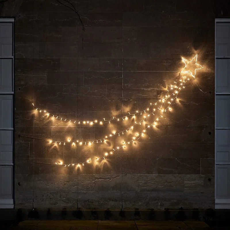 Christmas Snow Covered Trees 3.4m Dual Colour LED Shooting Star Silhouette Hanging Light