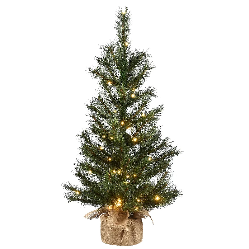 Christmas Festive Lights 3 ft. Pre-Lit Frosted Ontario Pine Tree with White LED Lights Christmas Festive Lights 3 ft. Pre-Lit Frosted Ontario Pine Tree with White LED Lights