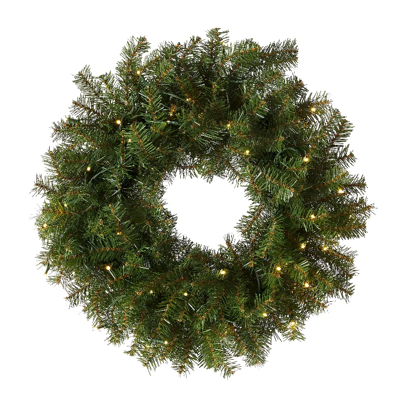 Christmas Green Wreath 30 in. Pre-Lit Norwood Fir Wreath with LED Lights