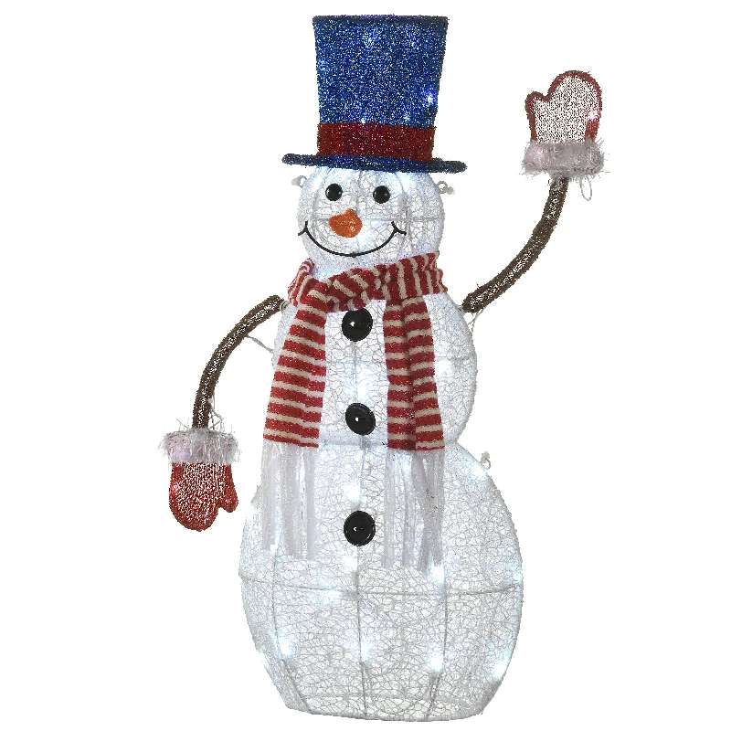 Christmas Carol Singing 30 in. Pre-Lit Fabric Snowman