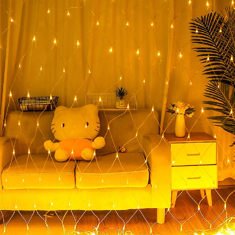 Christmas Snowman Building 300LED Christmas Net Lights Mesh String Fairy Warm White Light Party Wedding