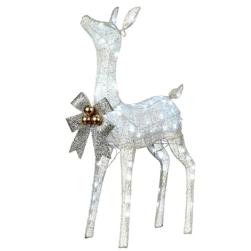 Christmas Green Wreath 36 in. Pre-Lit Glittered Fawn