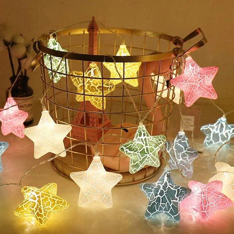 Christmas Holiday Countdown Cracked Star Fairy Lamp For Christmas Tree Decoration