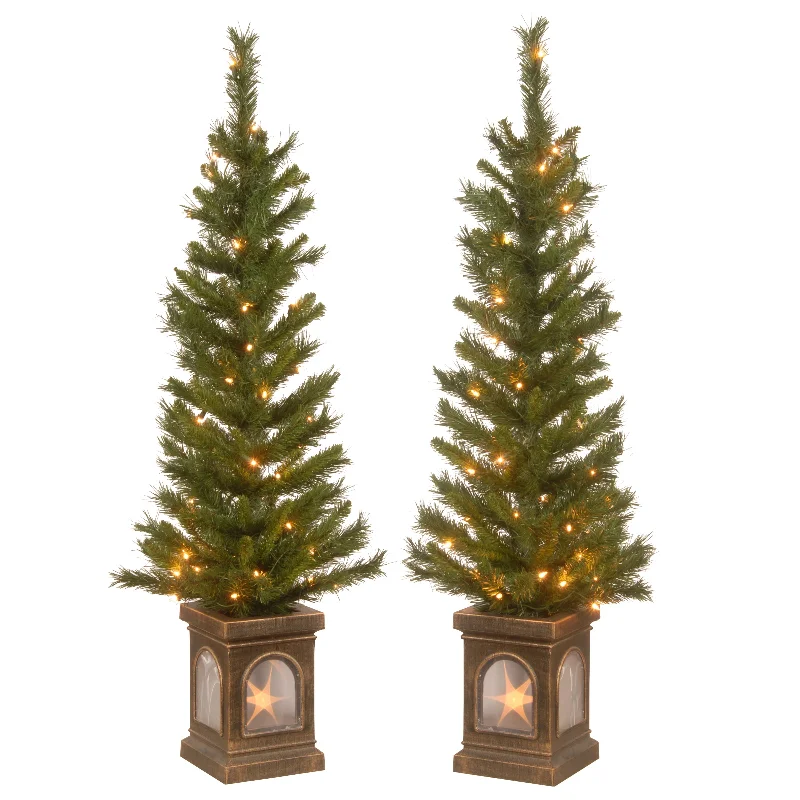 Christmas Holiday Table 4 ft. Pre-Lit Leigh Valley Tree Set with Clear Lights