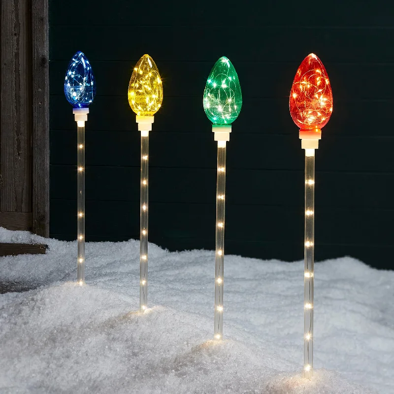 Christmas Classic Traditions 4 Multi Coloured C9 Bulb Christmas Path Lights