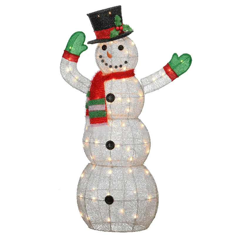 Christmas Jolly Surprises 48 in. Snowman Decoration with Clear Lights