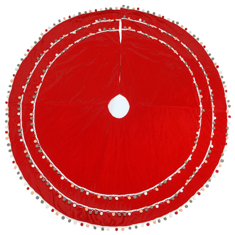 Christmas Holiday Countdown 48 in. General Store Collection Red Velvet Tree Skirt