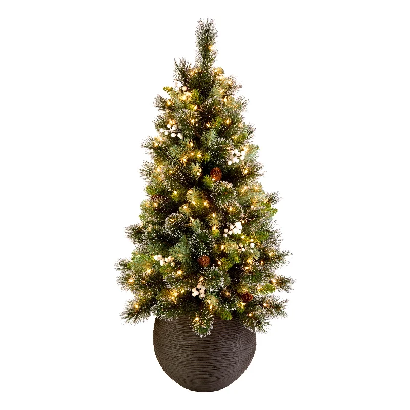 4ft. Glittery Crestwood Spruce Entrance Tree with Clear Lights