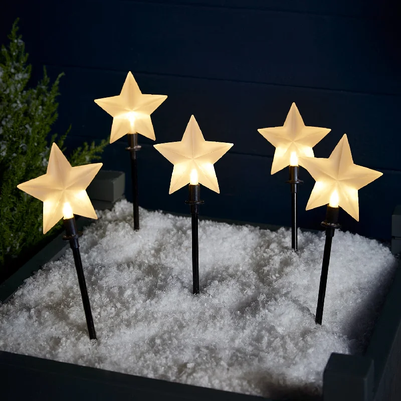 Christmas Carol Singing 5 Christmas Star Garden Stake Lights