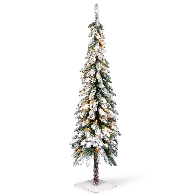 Christmas Glittering Stars 5 ft. Pre-Lit Snowy Downswept Forestree Tree with Clear Lights Christmas Glittering Stars 5 ft. Pre-Lit Snowy Downswept Forestree Tree with Clear Lights