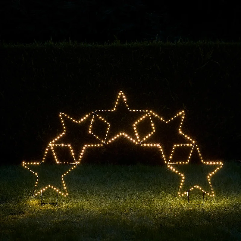 Christmas Beautiful Wreath 5 Stars Micro LED 2D Arch Stake Light