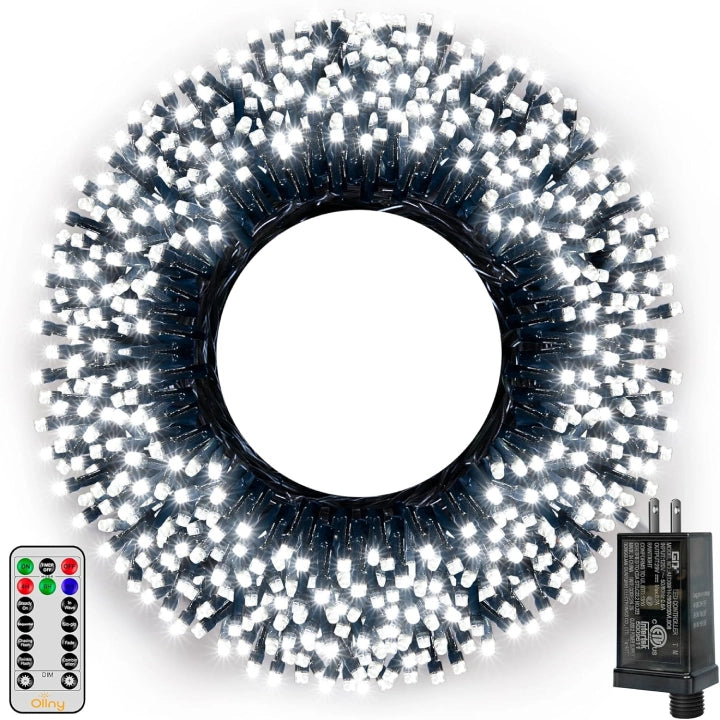 Christmas Homemade Crafts Ollny 500 LED 164ft Cool White Christmas Lights (Green Cable, Plug in, 8 Modes, IP44 Waterproof)