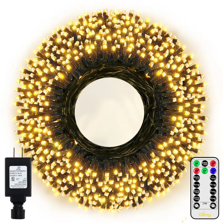 Christmas Holiday Baking Ideas Ollny 500 LED 164ft Warm White Christmas Lights (Green Cable, Plug in, 8 Modes, IP44 Waterproof)