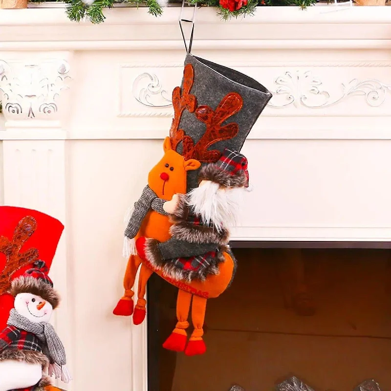 Christmas Midnight Feast 3D Reindeer Style Christmas Stocking - Black, Holiday Decor Christmas Midnight Feast 3D Reindeer Style Christmas Stocking - Black, Holiday Decor
