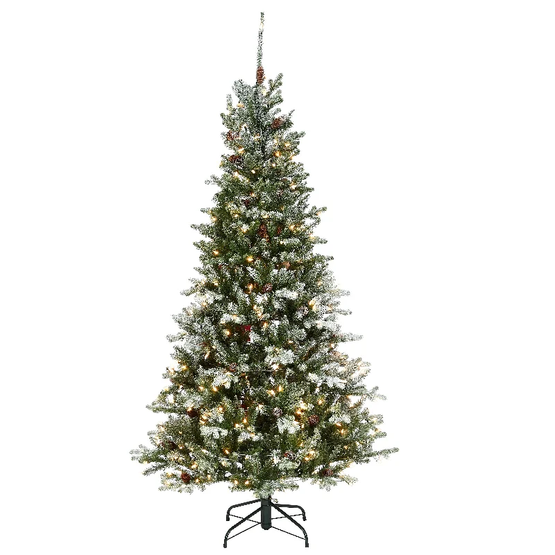 Christmas Tree Angel 6.5 ft. Pre-Lit Snowy Morgan Spruce Slim Tree with Clear Lights Christmas Tree Angel 6.5 ft. Pre-Lit Snowy Morgan Spruce Slim Tree with Clear Lights