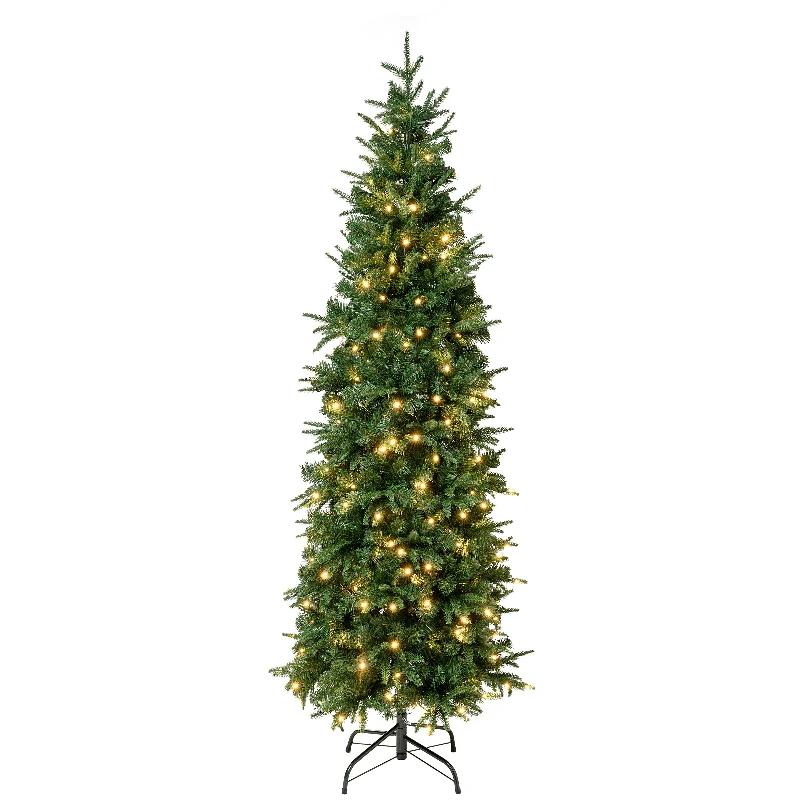 Christmas Baking Fun 6 ft. Pre-Lit Duxbury Feel Real Slim Tree with LED Lights