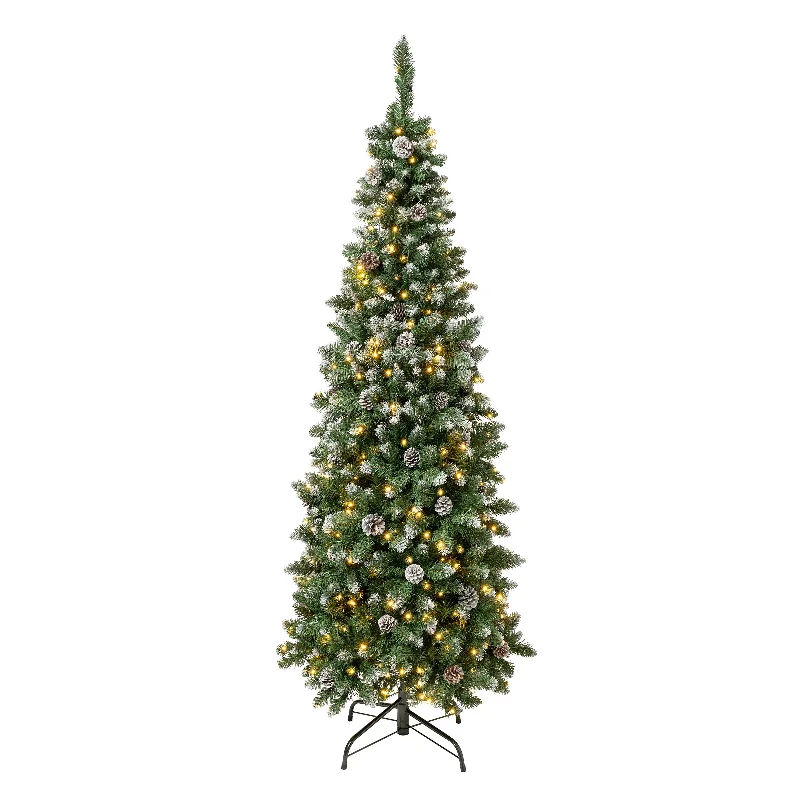 Christmas Cozy Comfort 6 ft. Pre-Lit Oakley Hills Snow Slim Tree with LED Lights