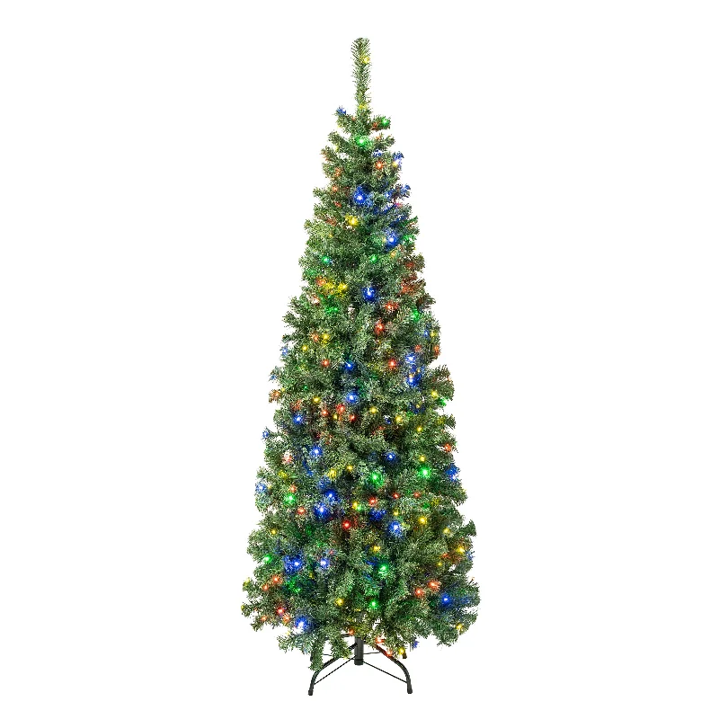 Christmas Tree Angel 6 ft. Pre-Lit Sagamore Slim Tree with Multi LED Lights