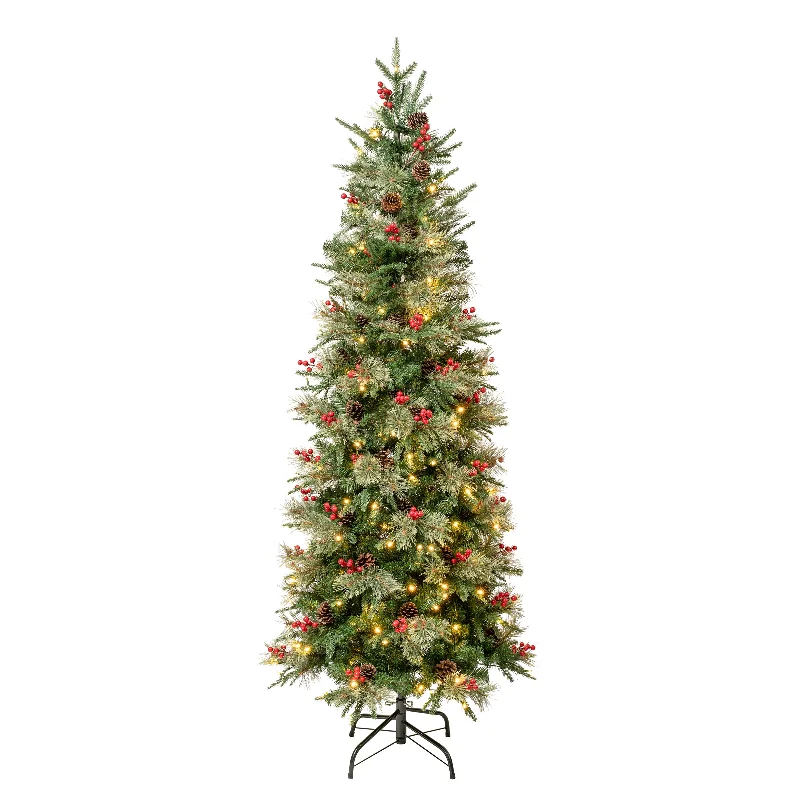Christmas Fairy Lights 6 ft. Pre-Lit Virginia Pine Mixed Slim Tree with Warm White LED Lights