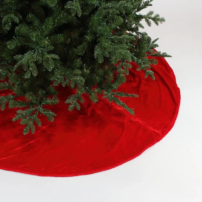 Christmas Holiday Greetings Velvet Tree Skirt, Red