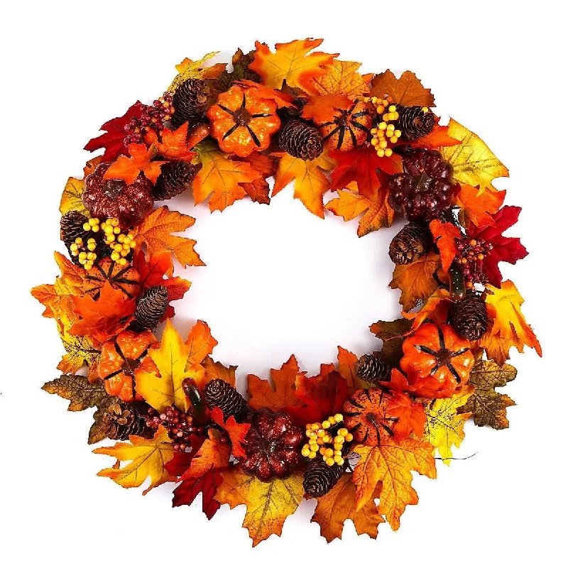 Christmas Holiday Goodies Autumn Maple Leaves Wreath | Perfect for Thanksgiving & Christmas Door Decor Christmas Holiday Goodies Autumn Maple Leaves Wreath | Perfect for Thanksgiving & Christmas Door Decor