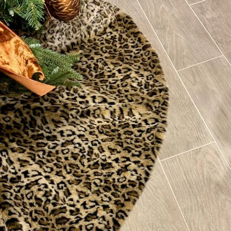 Christmas Festive Atmosphere Leopard Fur Tree Skirt