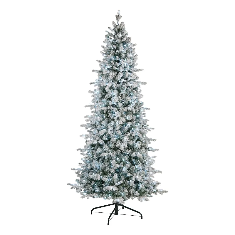 6 ft. Pre-Lit Snowy Comet Slim Blue Tree with LED Lights