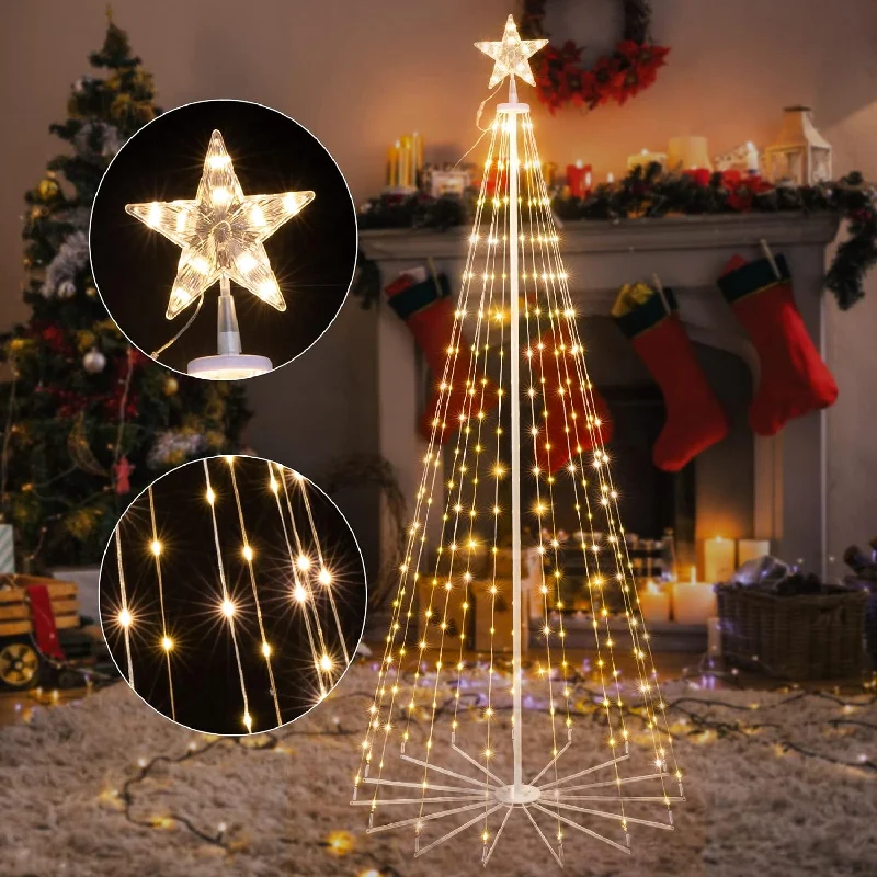 6ft Tree Light Outdoor w/ Star - Warm White