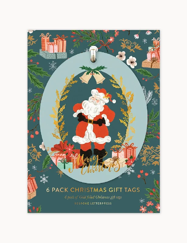 6pk Christmas Gift Tags "Jolly Santa"