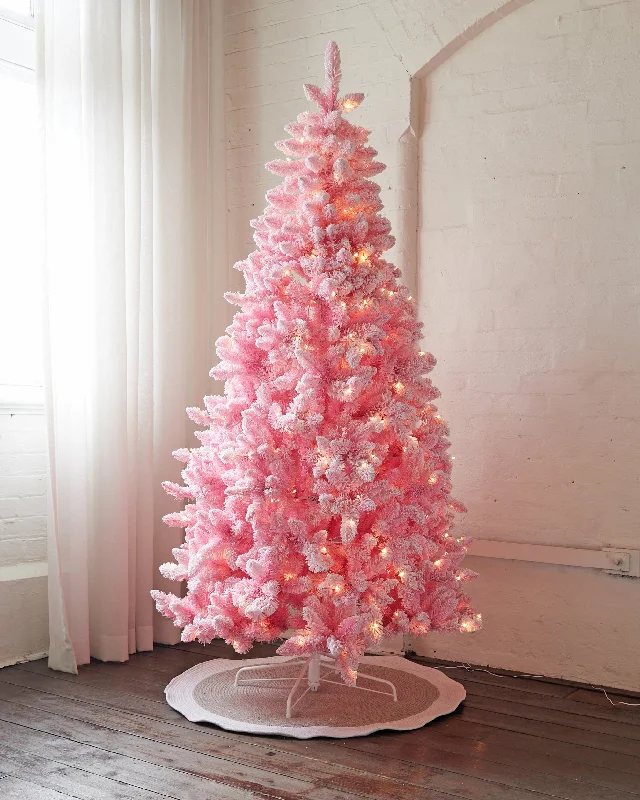 7.5ft Fiesta Pine Tree (Pre-Lit Flocked Pink Tree)