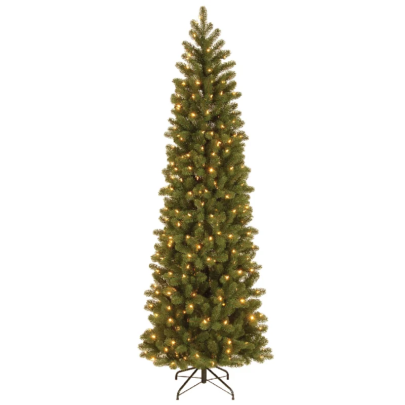 Christmas North Pole 7.5 ft. Pre-Lit Downswept Douglas Fir Pencil Slim Tree with Dual Color LED Lights