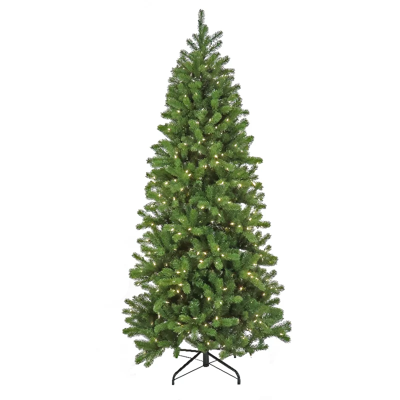 Christmas Jolly Spirit 7.5 ft. Pre-Lit Downswept Douglas Fir Slim Tree with Warm White LED Lights Christmas Jolly Spirit 7.5 ft. Pre-Lit Downswept Douglas Fir Slim Tree with Warm White LED Lights