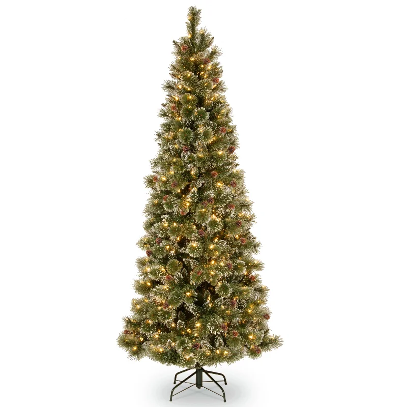 Christmas Jolly Decorations 7 ft. Pre-Lit Glistening Pine Pencil Slim Tree with PowerConnect Clear Lights Christmas Jolly Decorations 7 ft. Pre-Lit Glistening Pine Pencil Slim Tree with PowerConnect Clear Lights